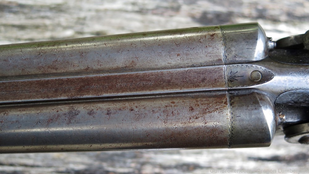 Parker Bros. 12 Ga. Underlever double barrel shotgun Antique 1874 Damascus -img-42