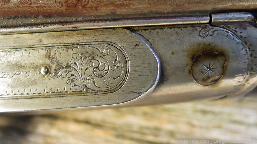 Parker Bros. 12 Ga. Underlever double barrel shotgun Antique 1874 Damascus -img-12