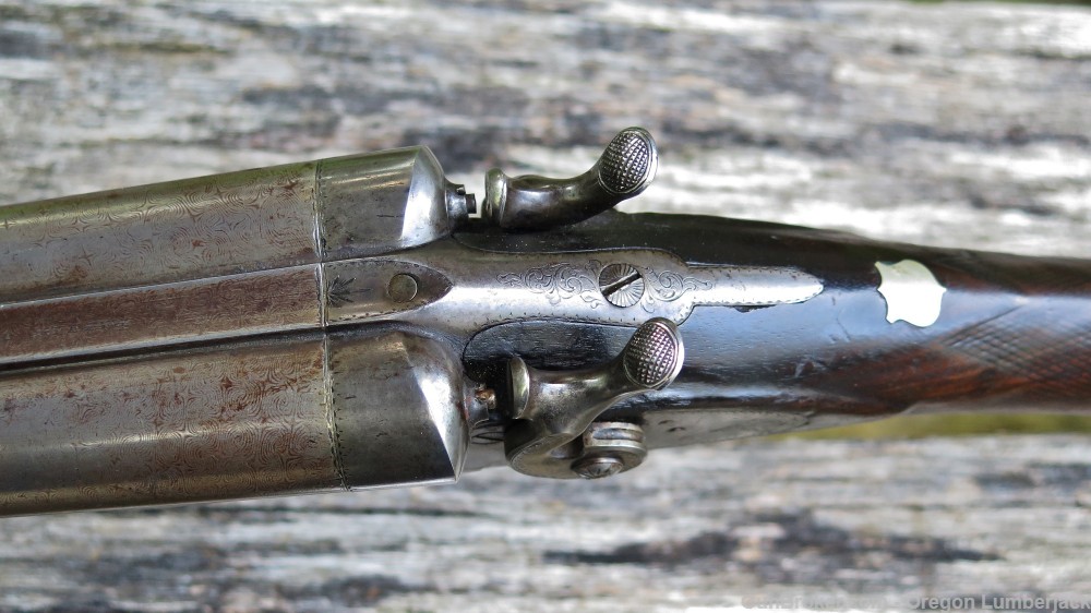 Parker Bros. 12 Ga. Underlever double barrel shotgun Antique 1874 Damascus -img-39