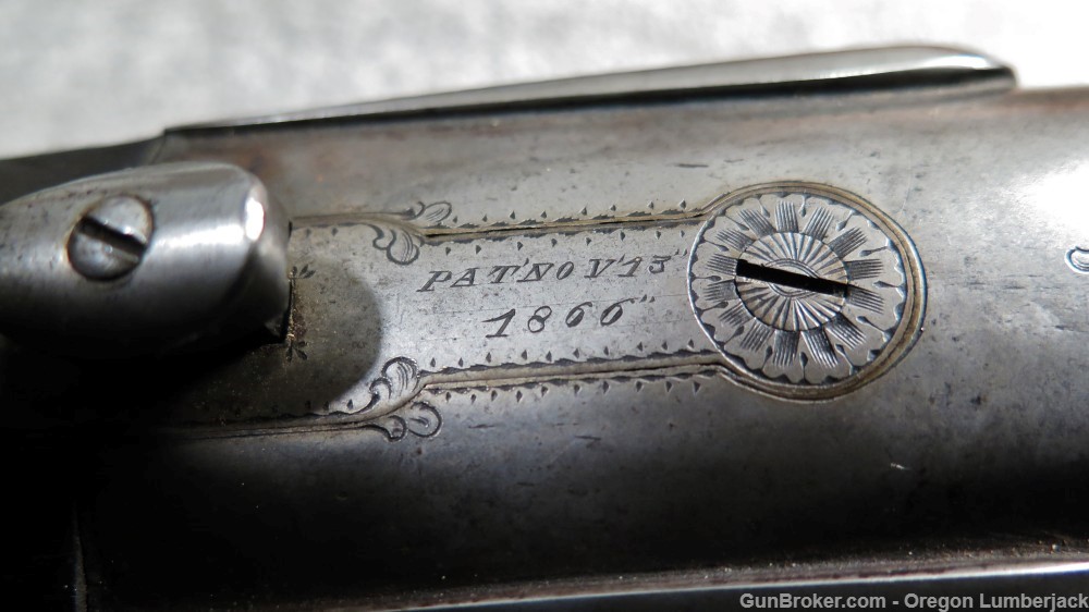 Parker Bros. 12 Ga. Underlever double barrel shotgun Antique 1874 Damascus -img-62