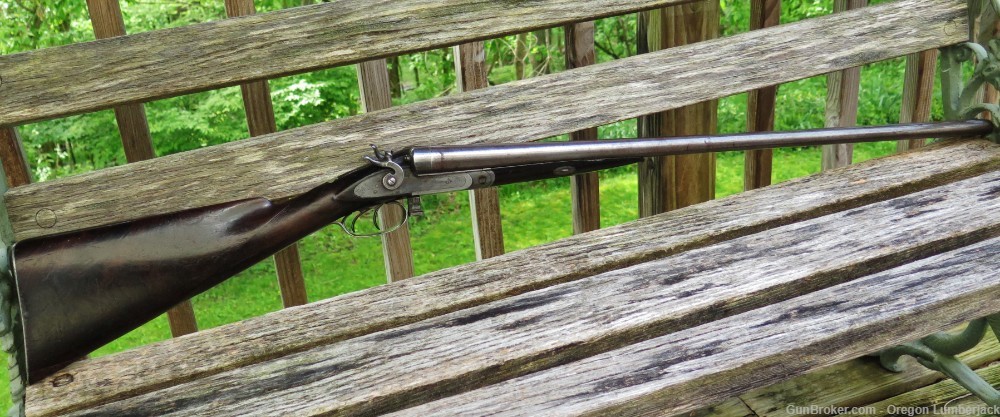 Parker Bros. 12 Ga. Underlever double barrel shotgun Antique 1874 Damascus -img-0
