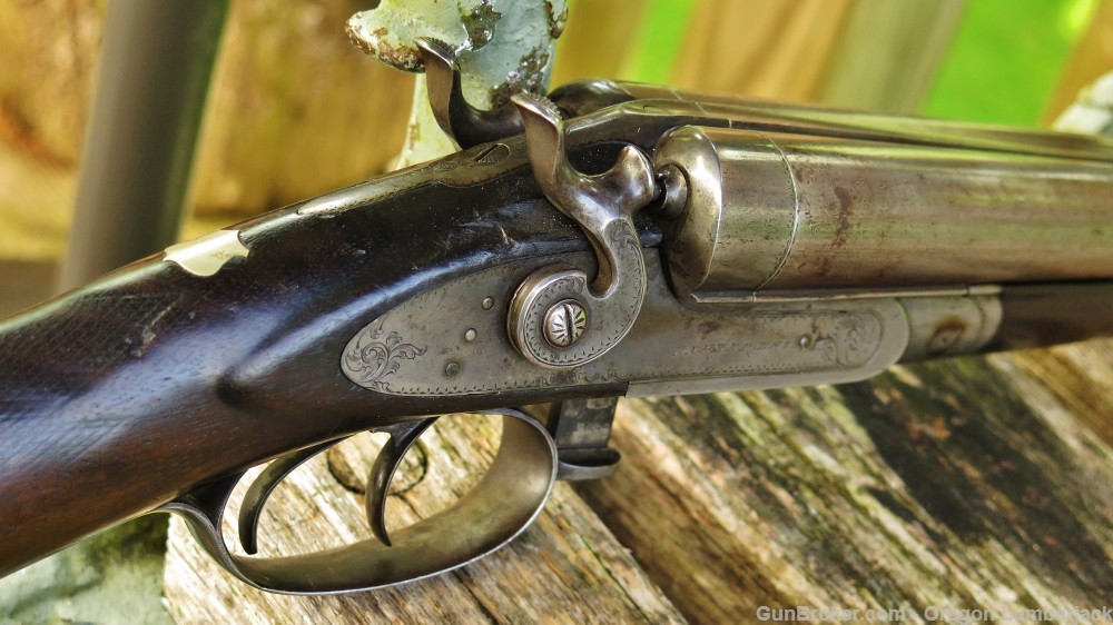 Parker Bros. 12 Ga. Underlever double barrel shotgun Antique 1874 Damascus -img-65