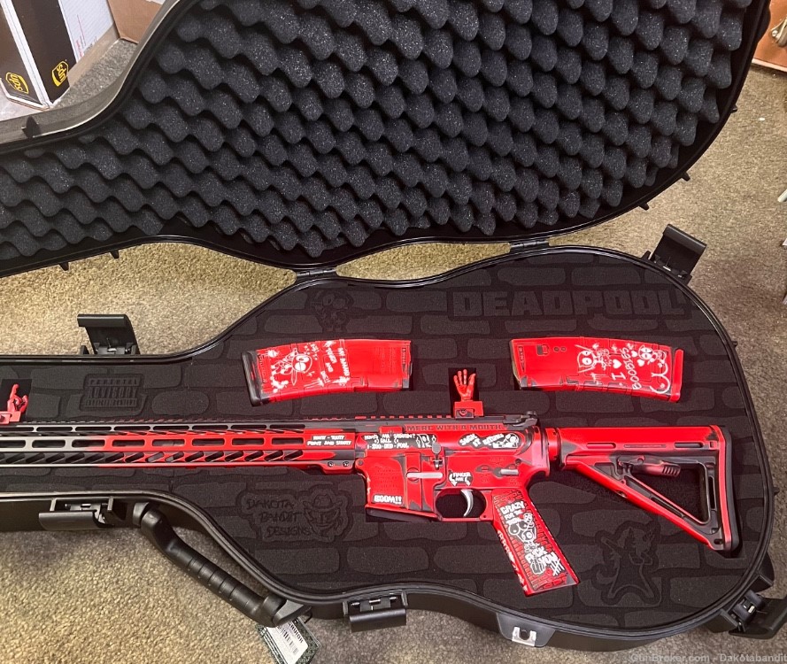 Deadpool AR-15 30rd Bundle with Custom Guitar Case, Engraved.-img-32