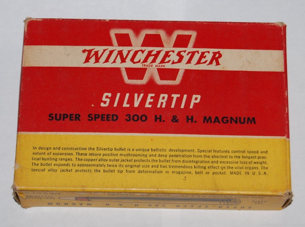 Vintage Full Box of Winchester 300 H&H Magnum Silvertip Holland-img-0