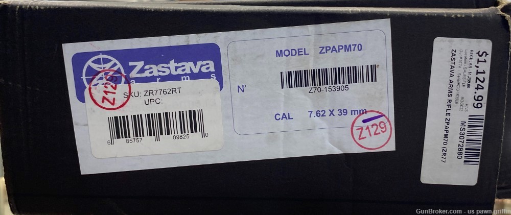 ZASTAVA ZPAP M70 TRIANGLE 7.62X39 16.25" 30+1 ZR7762RT NEW-img-1