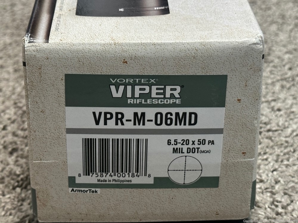 Vortex Viper VPR-M-06MD 6.5-20x50mm Mil Dot 30mm LNIB 1/4” MOA-img-12
