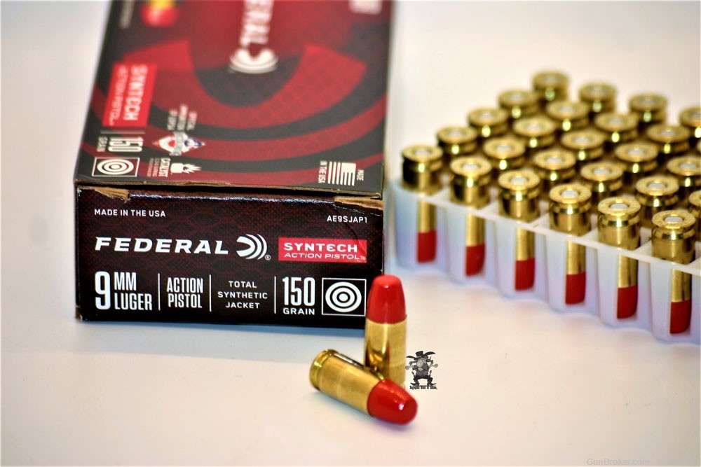 FEDERAL SYNTEC 150 Grain 9MM Lower Recoil Cleaner & Accurate 50 Rounds-img-0