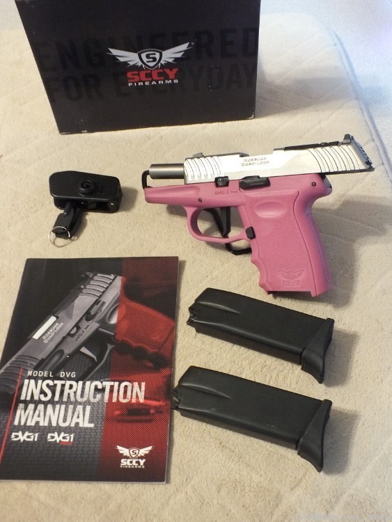 SCCY DVG-1 9mm (2)10rnd mags, 3.1" brl, 15oz, Pink finish, Optics Ready-img-0