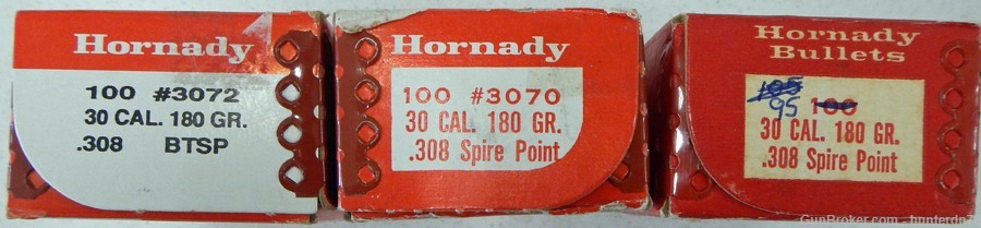 Hornady 30 cal. Reloading Bullets. 295 rounds .308 diameter. Assorted.-img-0