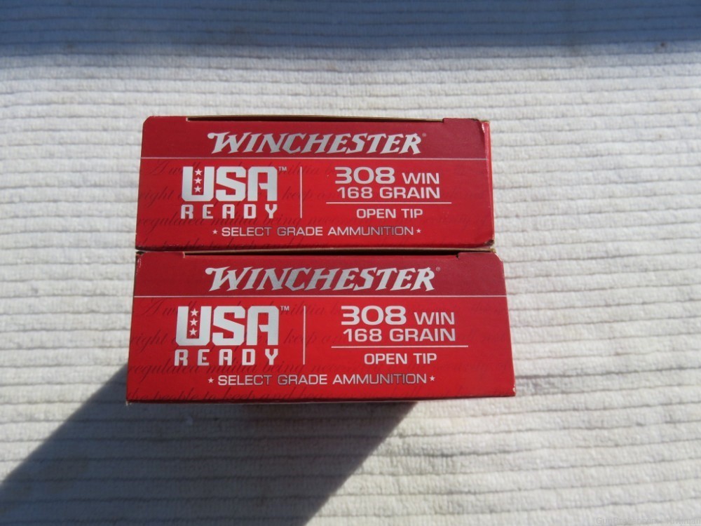 Winchester .308 Win 168 grain . Open Tip 2 Box 40 Rnds.-img-0