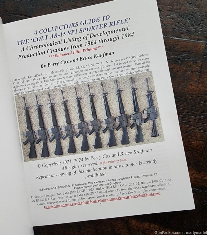 Colt AR15 SP1 Rifle Collectors Book ENHANCED 5TH PRINTING for 2024 182 PGs -img-2