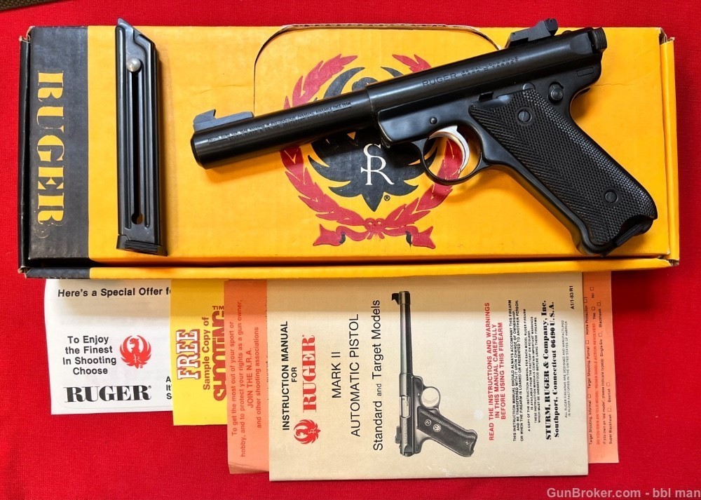 Ruger 22 LR Mark II Target 5.5" BULL Barrel w Box & Papers Made 1983 Minty-img-0