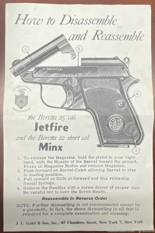 Beretta 950B / 950 B   .25 / 6.35mm "Jetfire" in original packaging 1959-img-6