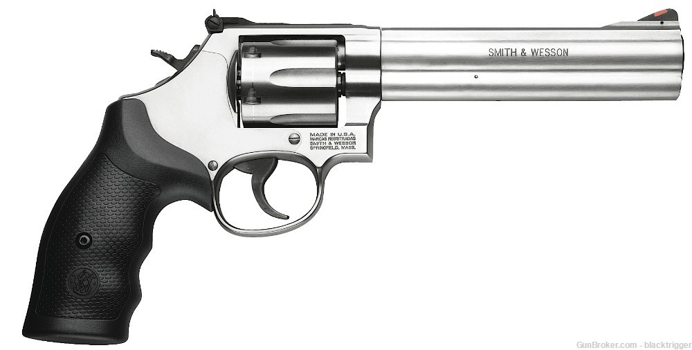 S&W 164224 Model 686 357 Mag or 38 S&W Spl +P Stainless Steel 6" 6rd Black -img-1