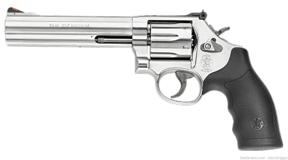 S&W 164224 Model 686 357 Mag or 38 S&W Spl +P Stainless Steel 6" 6rd Black -img-2