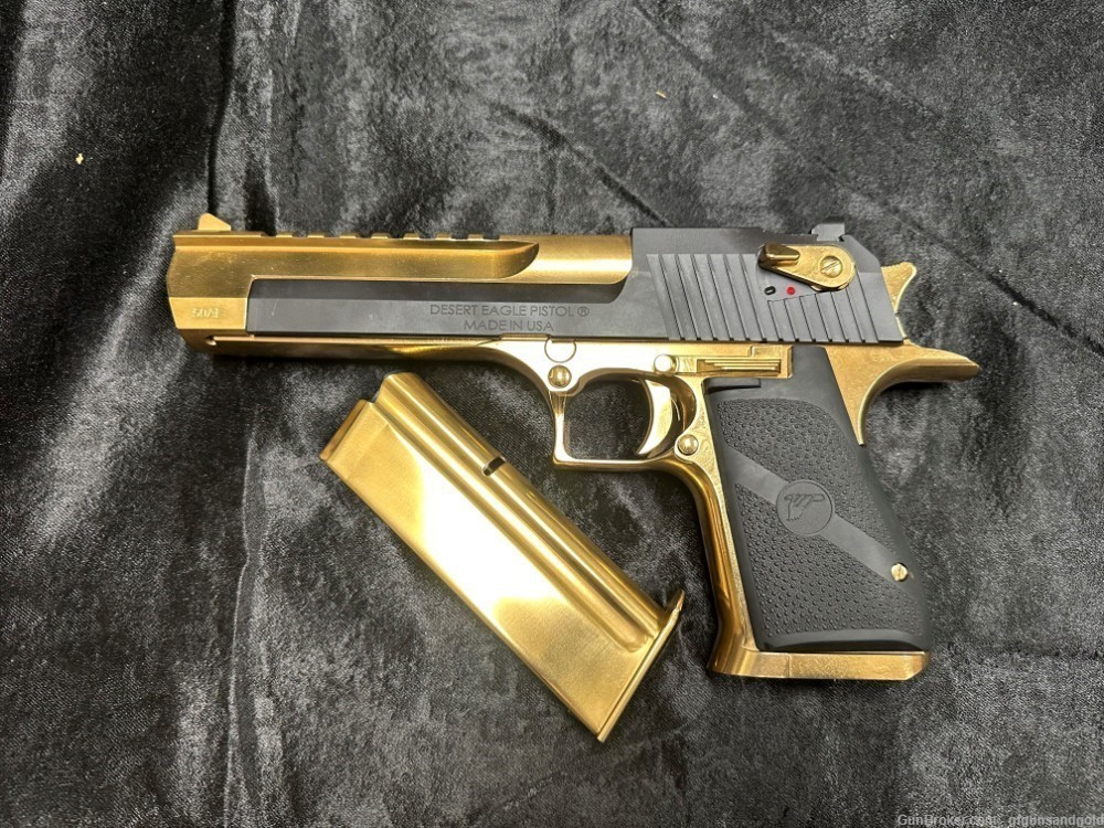  CUSTOM 24KT GOLD WITH BLACK MAGNUM RESEARCH,50AE DESERT EAGLE-img-3