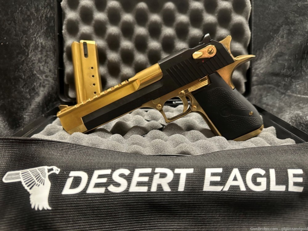  CUSTOM 24KT GOLD WITH BLACK MAGNUM RESEARCH,50AE DESERT EAGLE-img-4