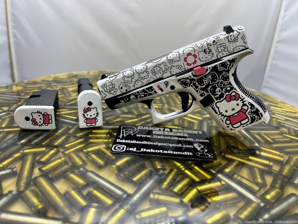 Hello Kitty Glock 42 380acp Engraved with Custom Case-img-2
