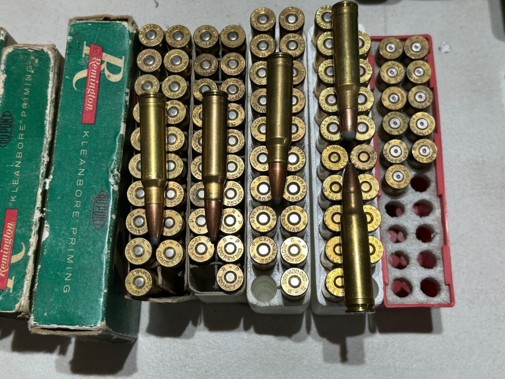 91 pieces of 350 Remington Rem Mag factory and hand loaded ammo and brass -img-6