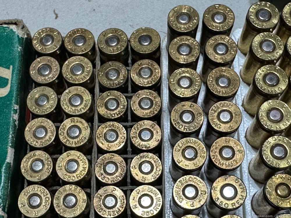 91 pieces of 350 Remington Rem Mag factory and hand loaded ammo and brass -img-4