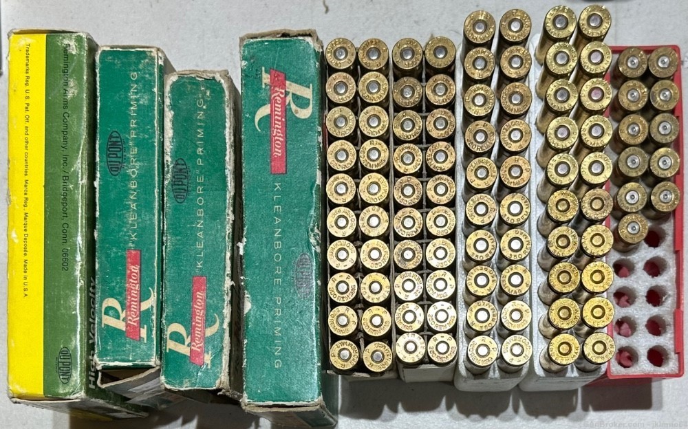 91 pieces of 350 Remington Rem Mag factory and hand loaded ammo and brass -img-0