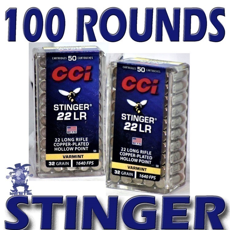 CCI 22 LR STINGER 0050 32Gr Stinger Copper Plated HP 1640 fps 22lr 100 RDS-img-2