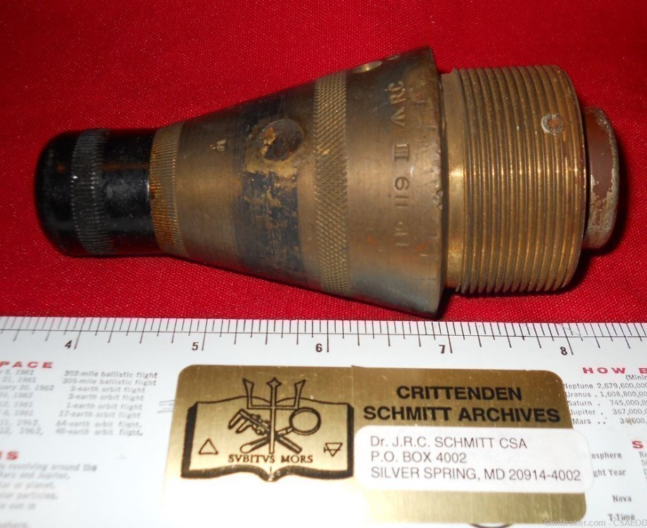 BRITISH 25 PDR ARTILLERY FUZE  FROM Col. Jarrett COLLECTION-img-0