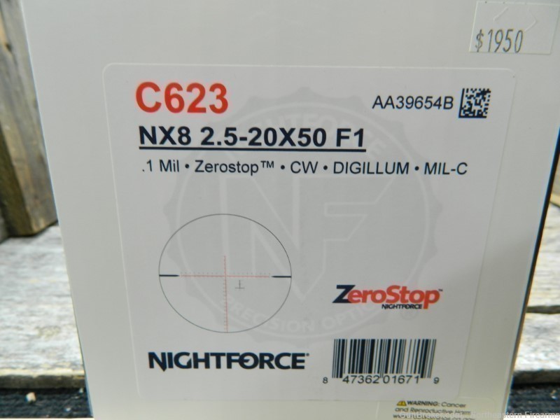NIGHTFORCE NX8 2.5-20X50 F1 MIL C C623 FREE SHIPPING -img-2