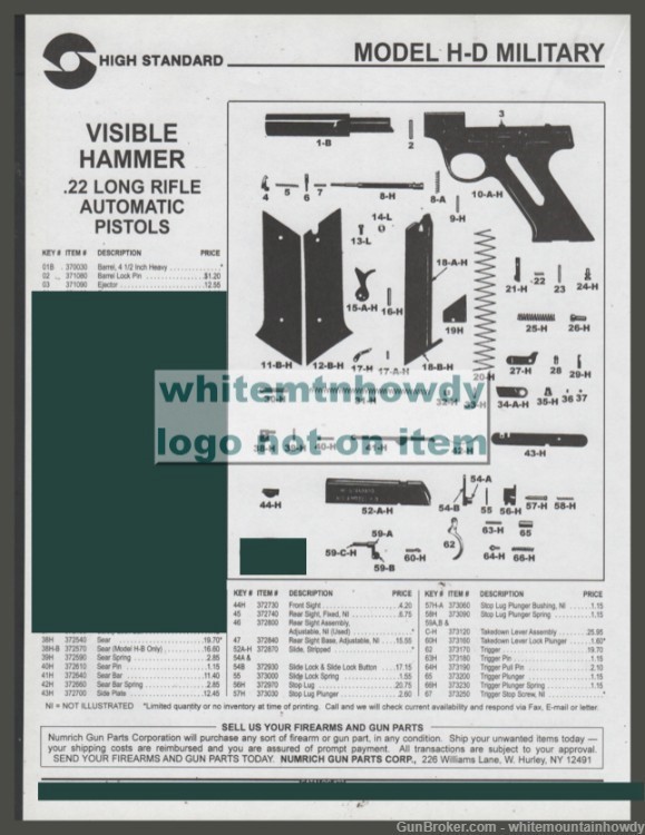 HIGH STANDARD H-D Military Pistol Parts List-img-0