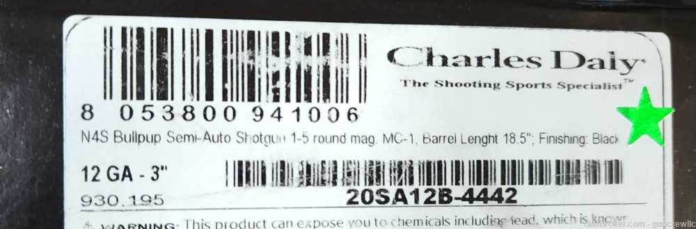 CD Charles Daly 930195 N4S Bullpup 12ga Black 12 ga gauge 5rd Mag Fed 18.5"-img-12