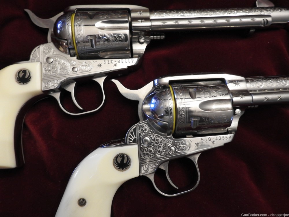 New Ruger Vaquero 45 LC, 5.5Inch barrel - Engraved Pair with Case. Unfired.-img-2