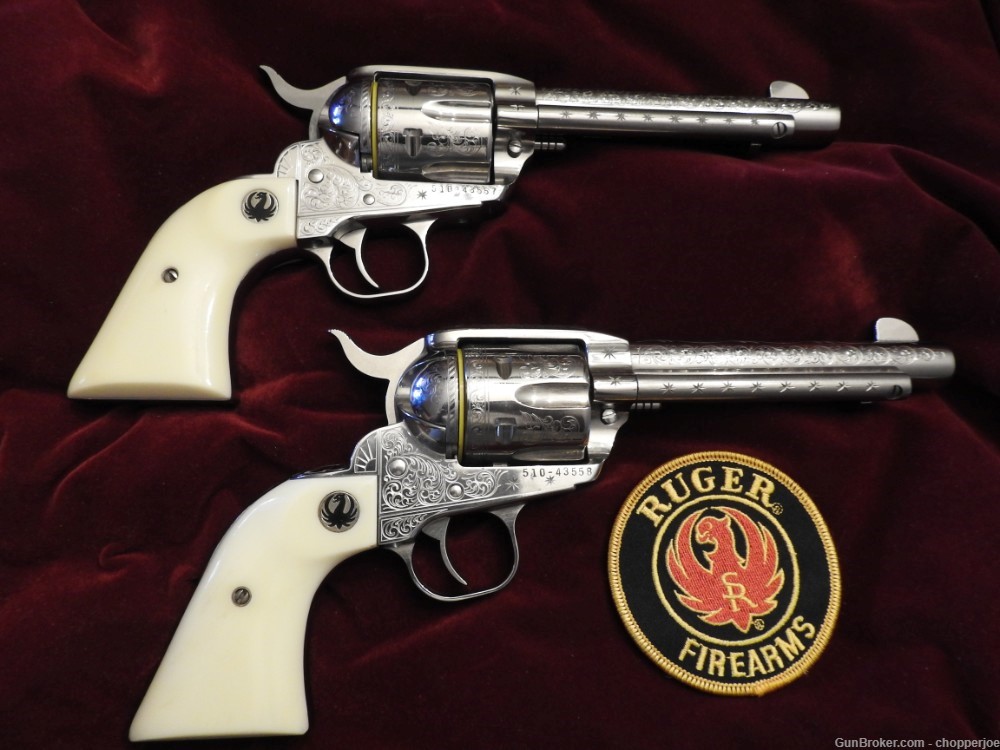 New Ruger Vaquero 45 LC, 5.5Inch barrel - Engraved Pair with Case. Unfired.-img-1