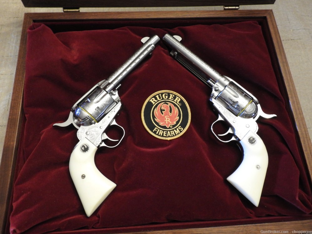 New Ruger Vaquero 45 LC, 5.5Inch barrel - Engraved Pair with Case. Unfired.-img-0