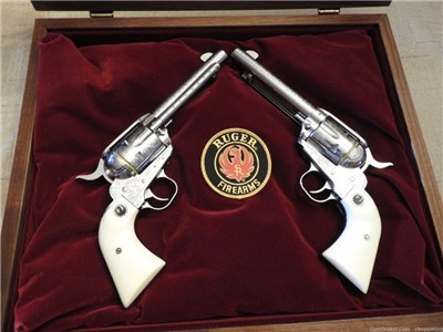 New Ruger Vaquero 45 LC, 5.5Inch barrel - Engraved Pair with Case. Unfired.