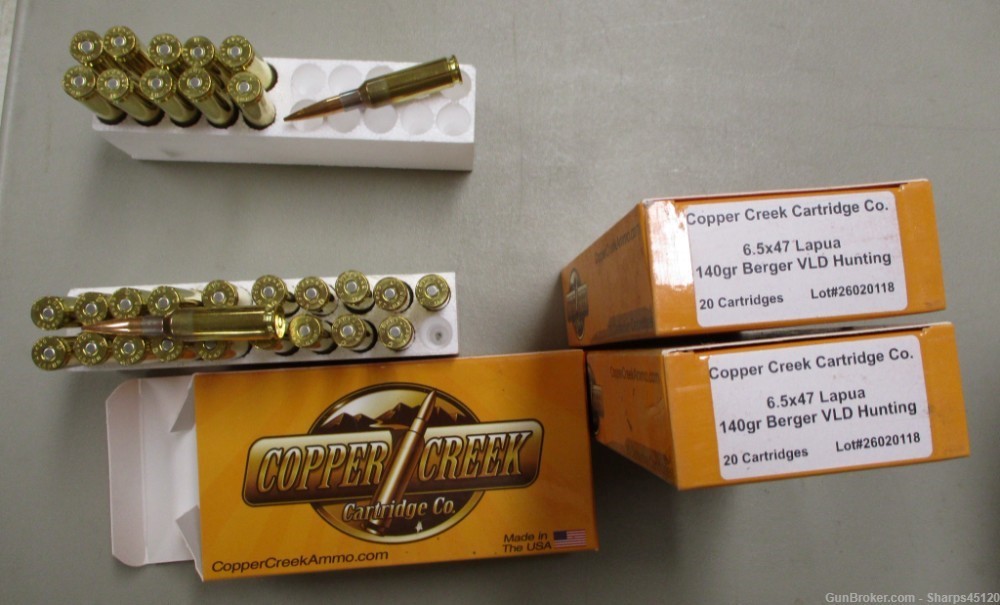 20 round box 6.5x47 Lapua ammo Copper Creek Berger VLD Hunting 140 grain-img-0