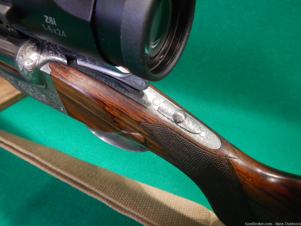Belgium Continental Arms Engraved Double Rifle 375 H&H Magnum W/ Scope-img-12