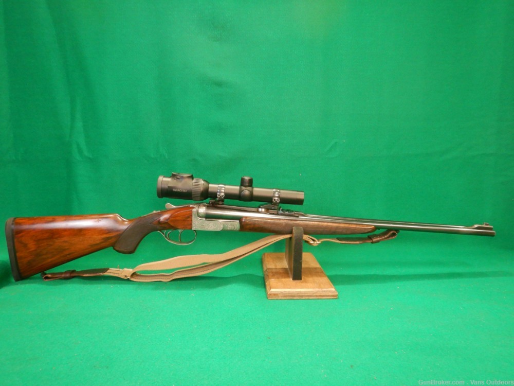Belgium Continental Arms Engraved Double Rifle 375 H&H Magnum W/ Scope-img-0