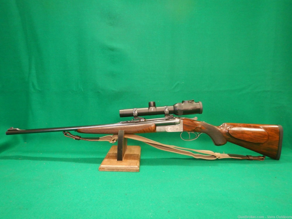 Belgium Continental Arms Engraved Double Rifle 375 H&H Magnum W/ Scope-img-4