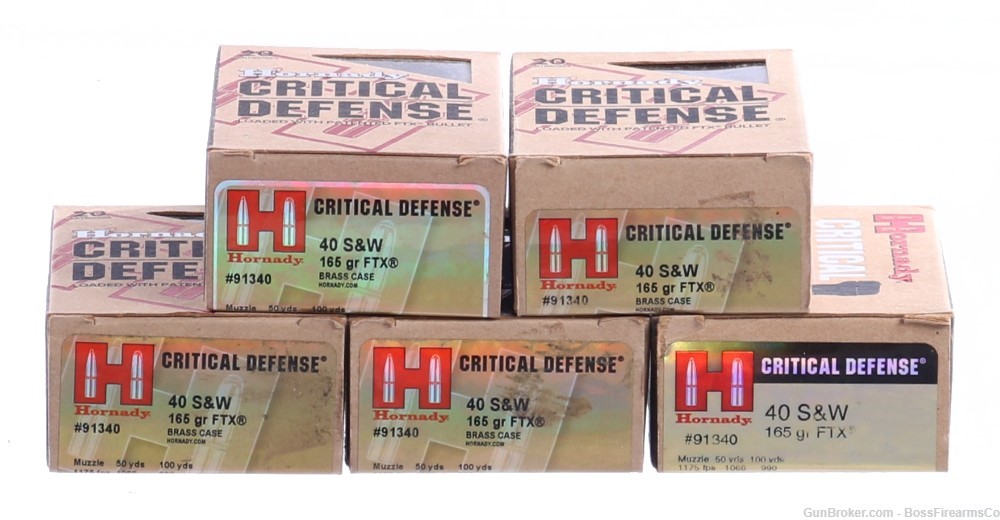 Hornady Critical Defense .40 S&W 165gr FTX HP Lot of 100 91340 (JFM)-img-0