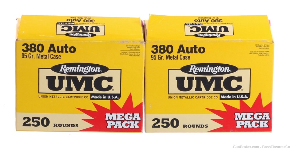 Remington UMC .380 ACP 95gr FMJ Lot of 500 L380APA (JFM)-img-0