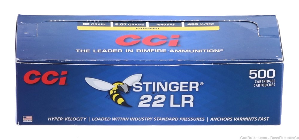 CCI Hyper-Velocity Stinger .22 LR 32gr HP Lot of 500 (JFM)-img-0