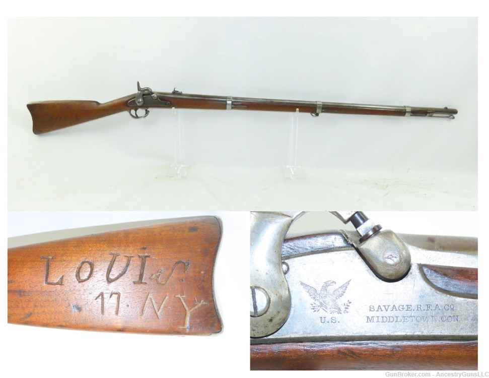 1863 Dated CIVIL WAR Era Antique SAVAGE M1861 Rifle-Musket SOLDIER GRAFFITI-img-0