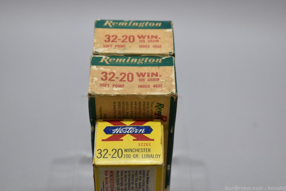 3 Boxes 150 Rds Vintage 32-20 Remington & Western Lubaloy 100 G Ammunition -img-0