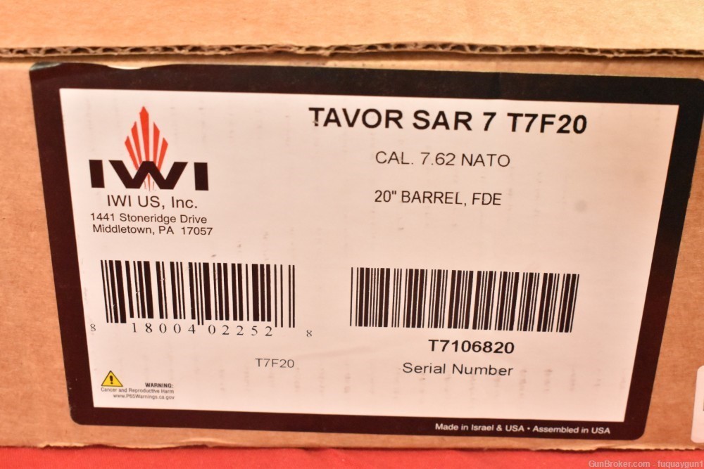 IWI Tavor SAR 7 7.62 NATO 20" 20rd FDE T7F20 Tavor-7-Tavor-SAR-7-Tavor-img-9