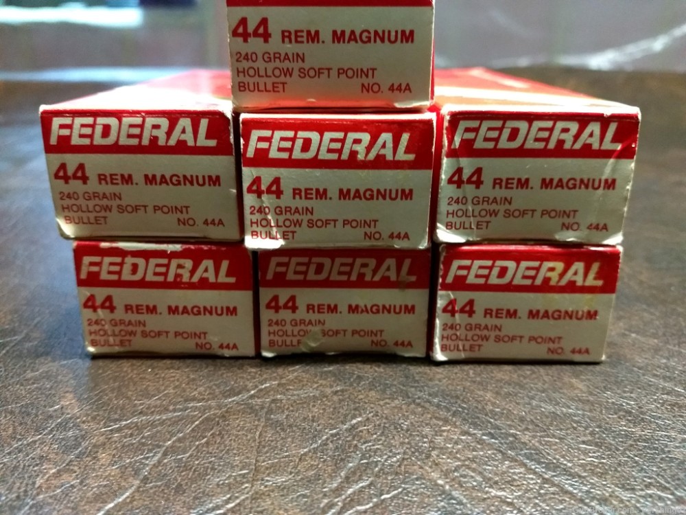 "REDUCED" 7 BOXES (140 RDS) 44MAG HOLLOW SOFT POINT SHELLS - 20 Per Box-img-0