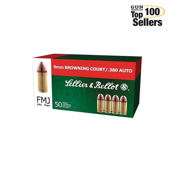 SELLIER & BELLOT 380ACP 90Gr Full Metal Jacket 50rd/Box Handgun Ammo SB380A-img-0