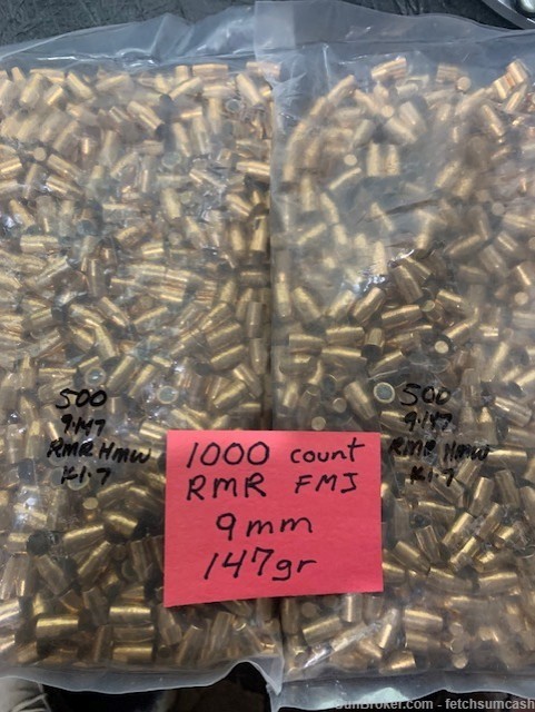 1000 Count RMR 9mm 147gr FMJ for reloading-img-0