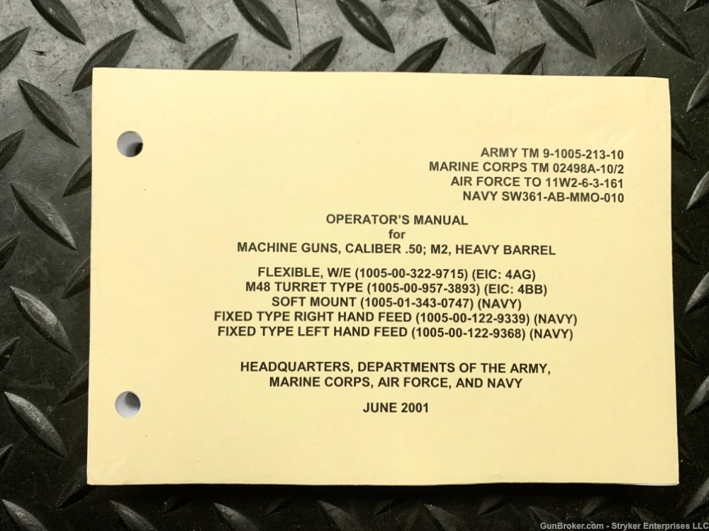 M2 50 BMG Heavy Barrel Machine Gun Operator's Manual -img-0