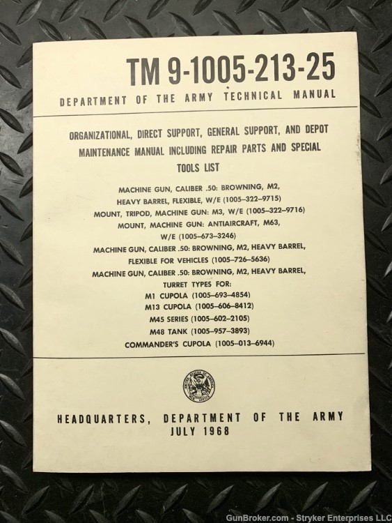 M2 50 BMG  Heavy Barrel Machine Gun Technical Manual-img-0