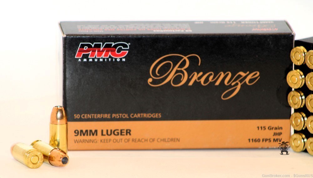 9 MM Protection/Carry PMC® Bronze 9mm 115 grain HOLLOW POINT 50 Rounds-img-1